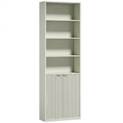 Homcom light green bookcase, studio shot showing open shelves and cabinet