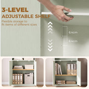 Close-up of the adjustable cabinet shelf moving in 6.4cm steps