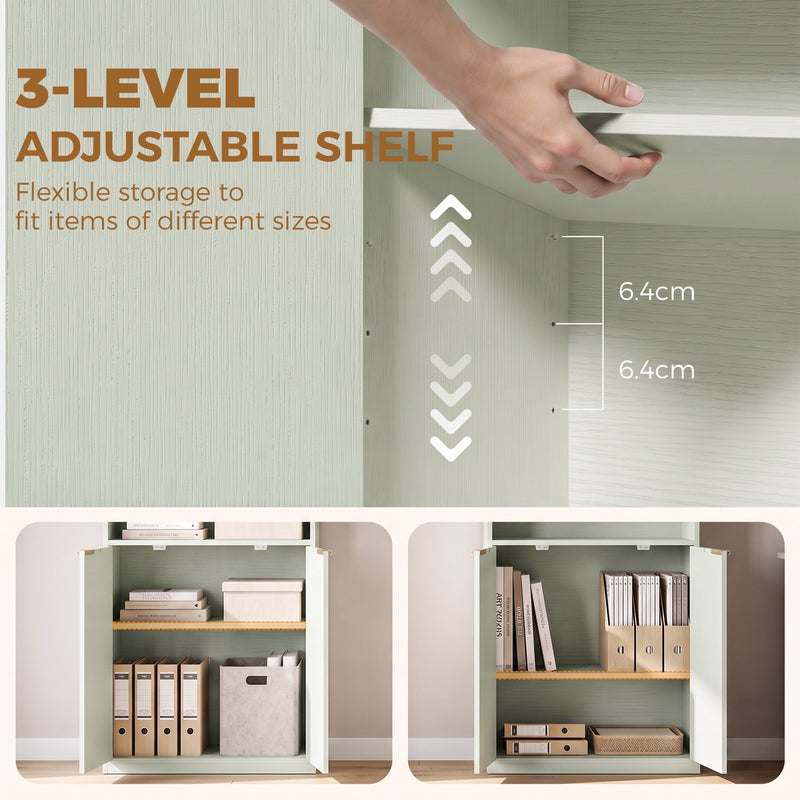 Close-up of the adjustable cabinet shelf moving in 6.4cm steps