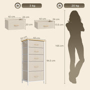 Dimensions diagram showing 45 cm wide, 30 cm deep and 94.5 cm high with drawer sizes and load limits