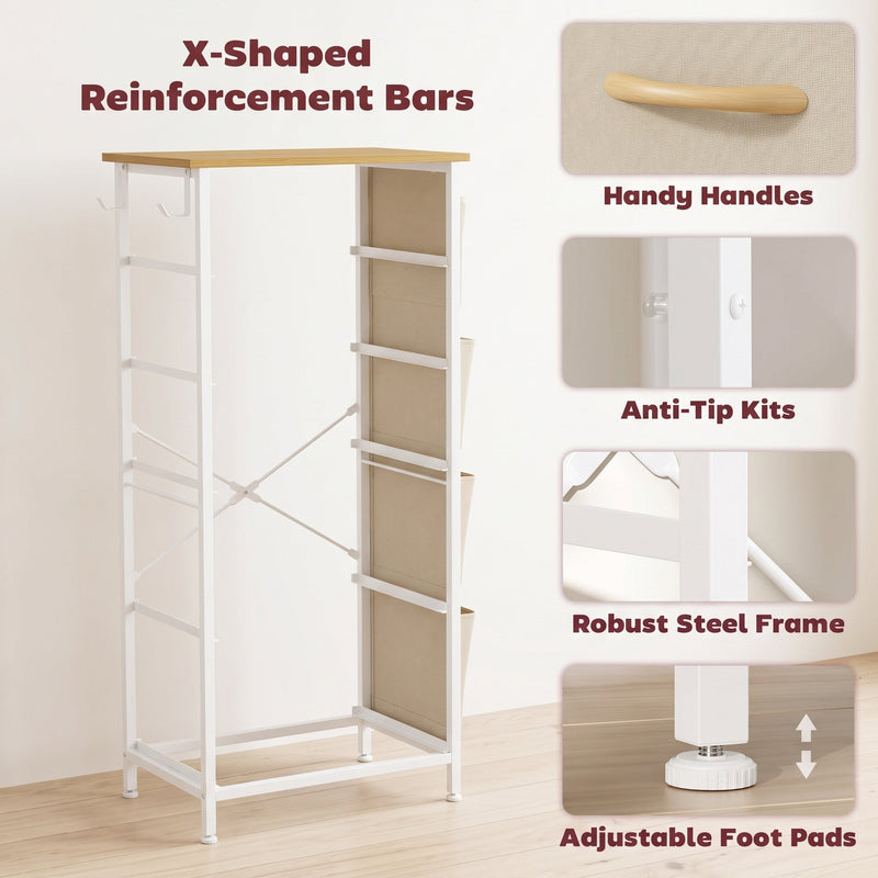 Rear view of the X-shaped steel bars with close-ups of the handles, anti-tip kit and foot pads