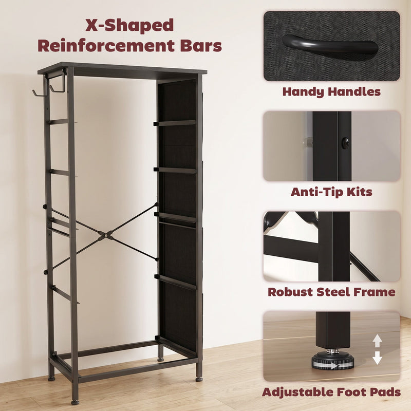 Frame with X-shaped bars and insets of handle, anti-tip kit and adjustable foot, shown in black