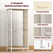 X-shaped reinforcement frame with handle, anti-tip and foot pad details, shown in oak
