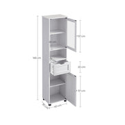 Dimensions diagram of the Vasagle tall bathroom cabinet: 165 cm high, 40 cm wide, 30 cm deep
