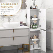 Adjustable shelves graphic showing 6.5 cm shelf height steps in both cupboards