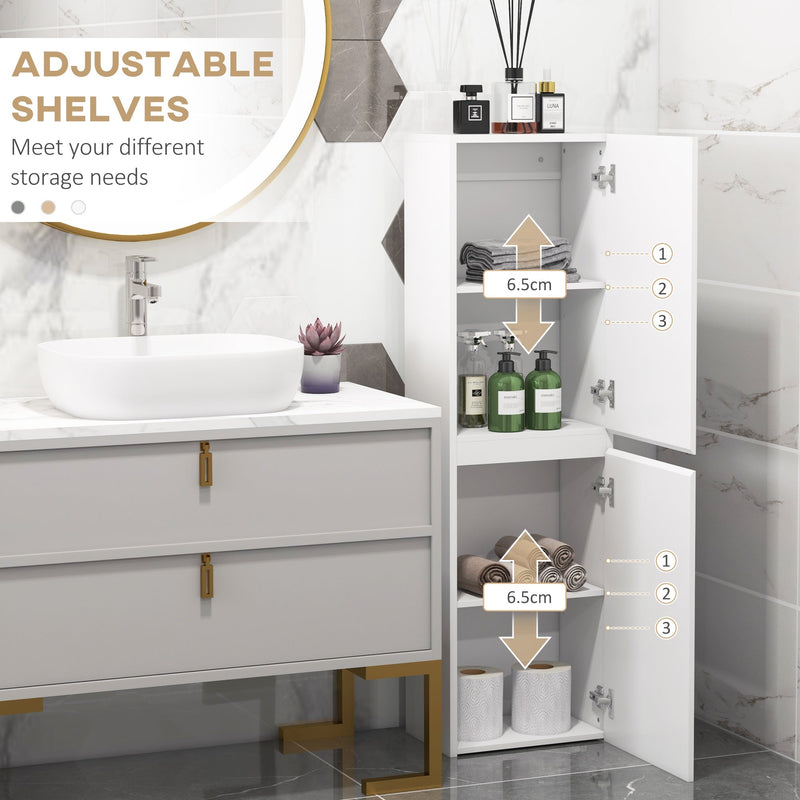 Adjustable shelves graphic showing 6.5 cm shelf height steps in both cupboards