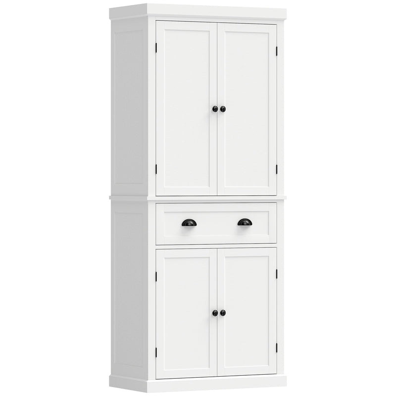 Homcom white tall kitchen cupboard with drawer and 4 doors, studio view