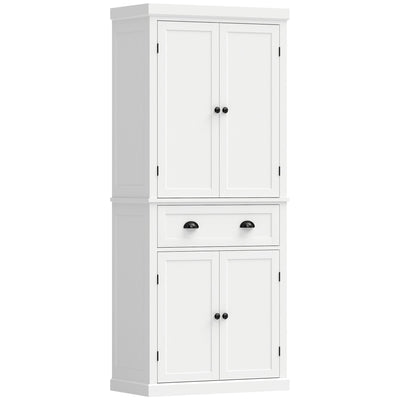 Homcom white tall kitchen cupboard with drawer and 4 doors, studio view