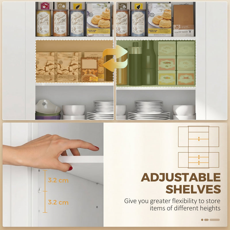 Adjustable shelf callout showing 3.2cm height increments inside the cabinet
