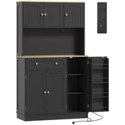 Front view of the tall black oak kitchen pantry cupboard