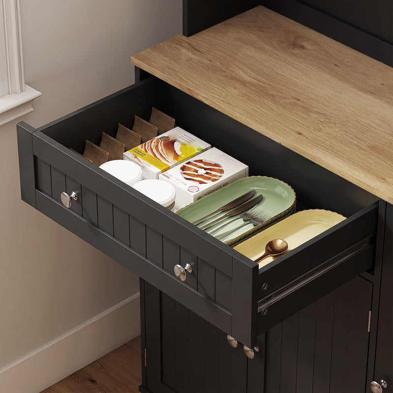 Full side view of the tall kitchen pantry cupboard