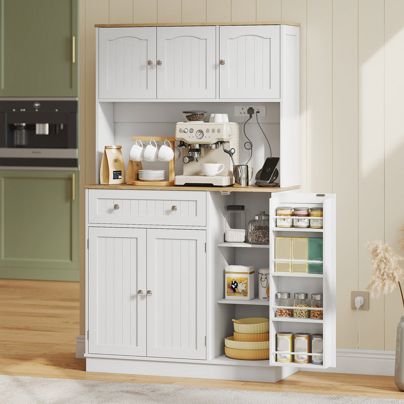 Tall Kitchen Pantry Cupboard, White Oak
