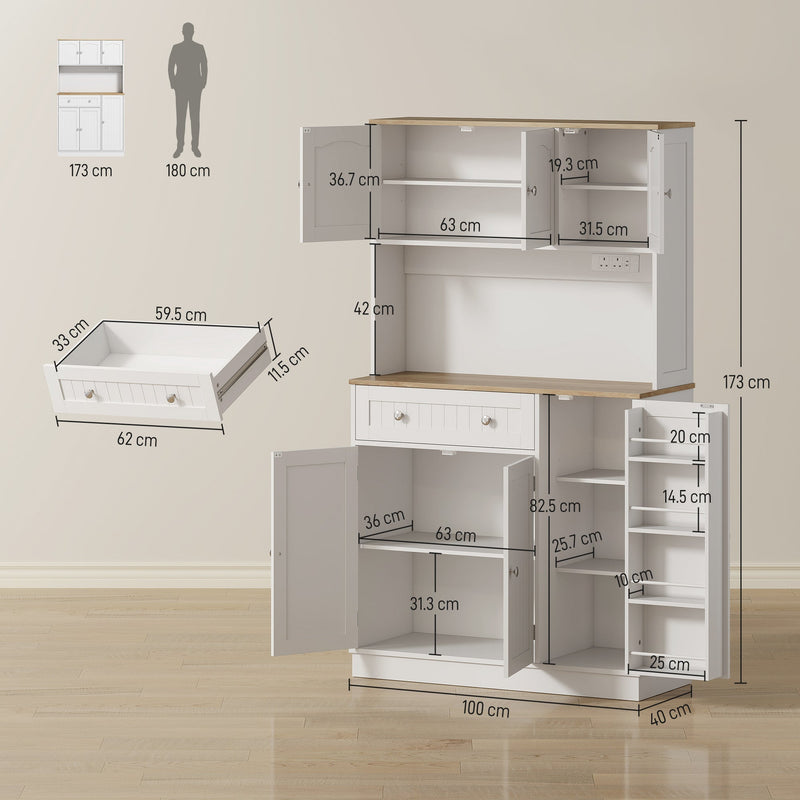 Tall Kitchen Pantry Cupboard, White Oak