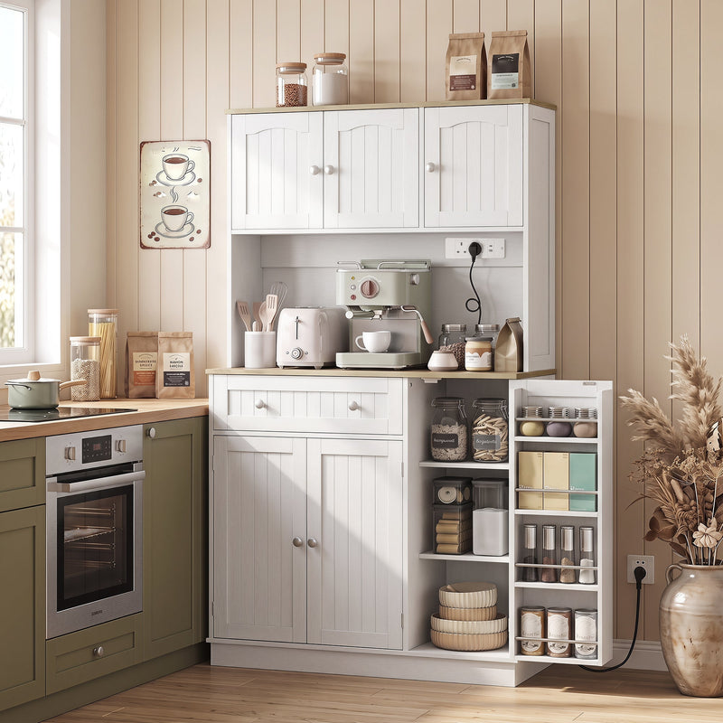 Tall Kitchen Pantry Cupboard, White Oak