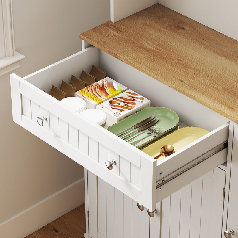 Tall Kitchen Pantry Cupboard, White Oak