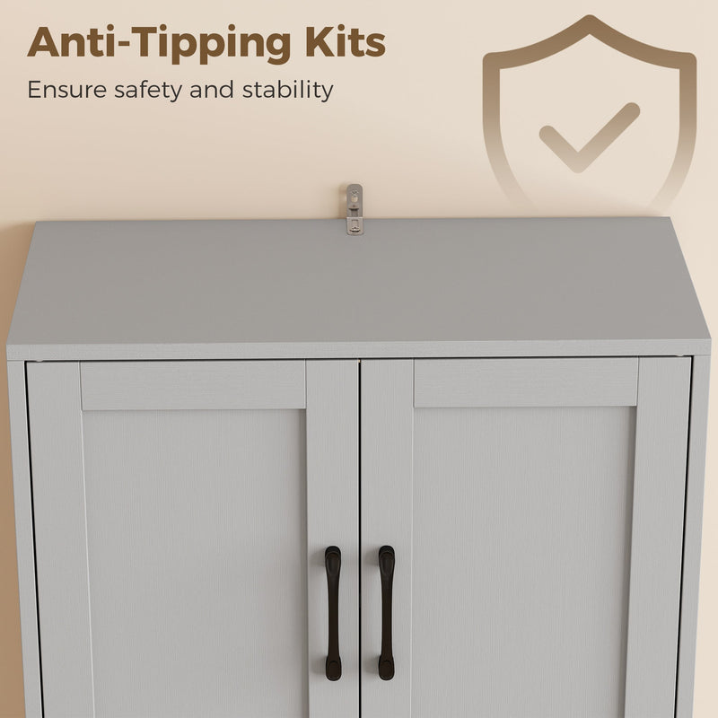 Anti-tip kit fixing at the top of the grey pantry