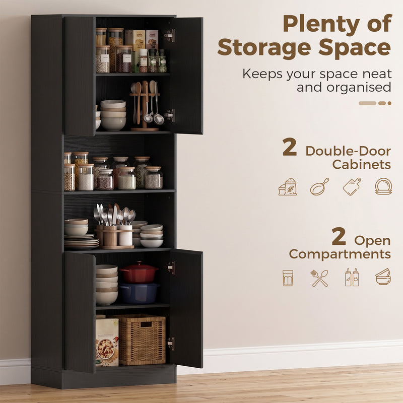 Black wood effect kitchen cabinet shown in a kitchen setting