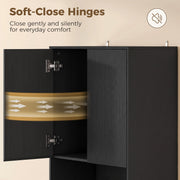 Dimensions diagram of the black wood effect kitchen cabinet