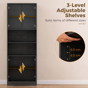 Soft-close hinge detail on the black kitchen cabinet doors