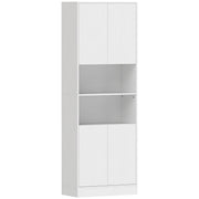 Front view of the white wood effect tall kitchen storage cabinet