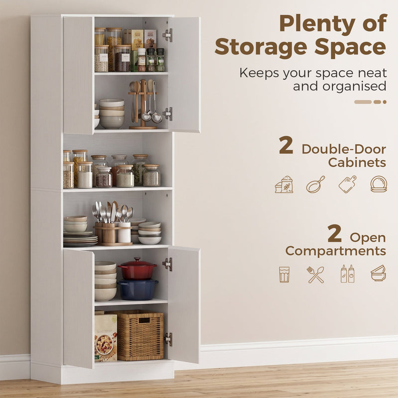 White wood effect kitchen cabinet shown in a kitchen setting