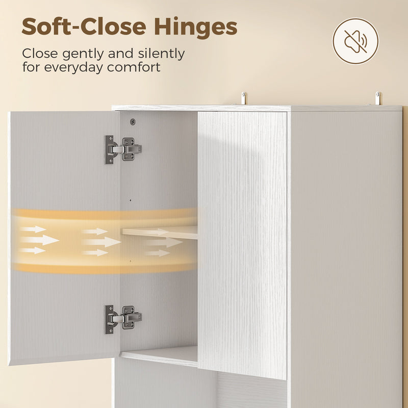Dimensions diagram of the white wood effect kitchen cabinet