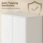 Anti-tip safety kit included with the white kitchen cabinet