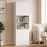 Side angle view of the white wood effect kitchen cabinet