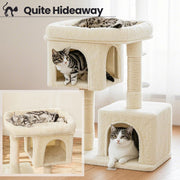 Feandrea tall light grey cat tree tower, full front view