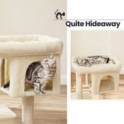 Cat climbing the Feandrea cat tree tower sisal posts