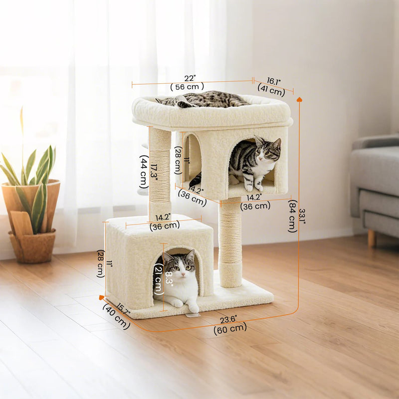 Feandrea cat tree tower dimensions diagram, 55 x 45 x 143 cm