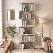 Close-up of a single open shelf compartment on the bookshelf