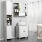 Tall slim cabinet beside a pedestal basin and wall mirror in a bathroom