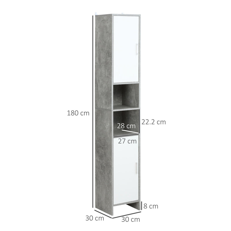 Dimensions diagram of the 180 cm tall cabinet, 30 cm wide and 30 cm deep