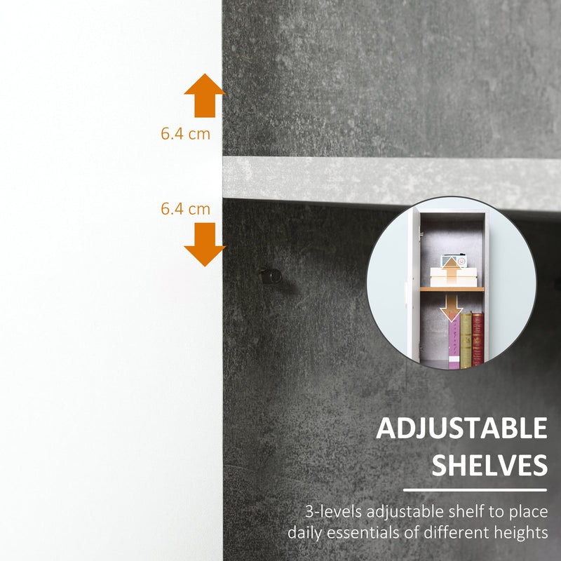Close-up of the adjustable shelf moving in 6.4 cm steps