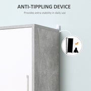 Anti-tipping device detail on the top corner of the cabinet