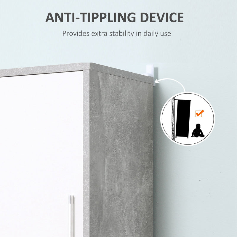 Anti-tipping device detail on the top corner of the cabinet