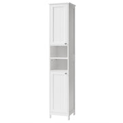 Vasagle tall slim white storage cabinet, full front view