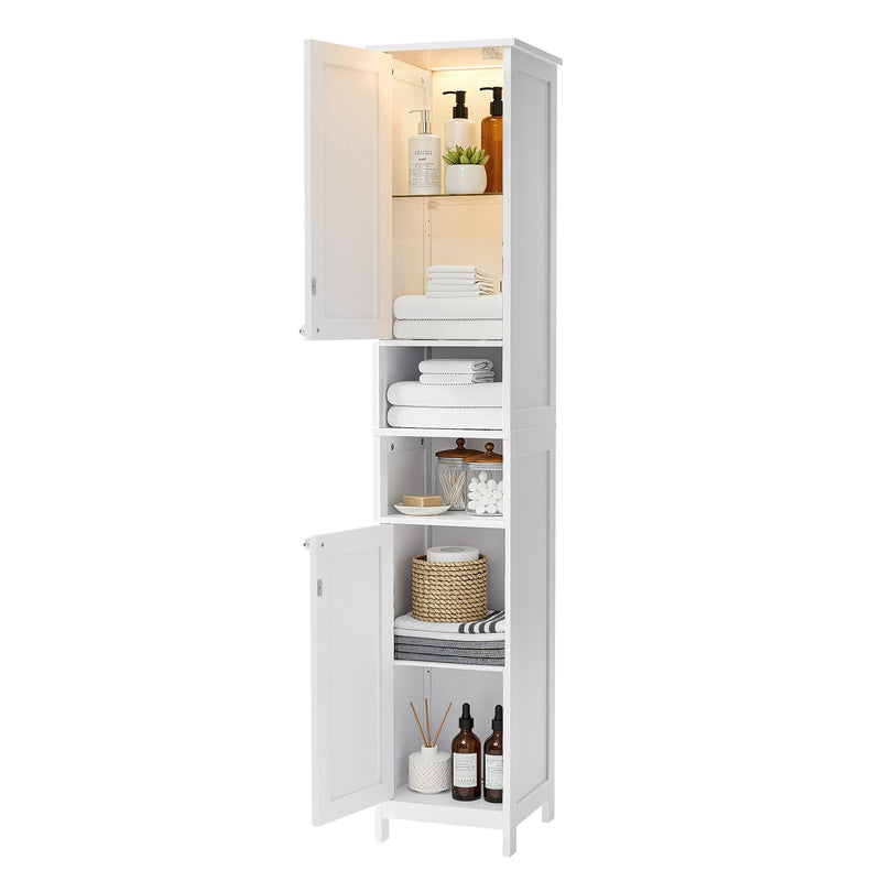 Vasagle storage cabinet shown with door open revealing adjustable shelves