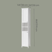 Close-up of the white engineered wood finish on the Vasagle cabinet