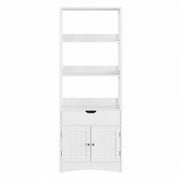 Tall white bathroom storage cabinet by Vasagle, main product view