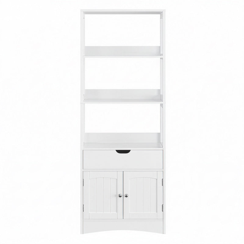 Tall white bathroom storage cabinet by Vasagle, main product view
