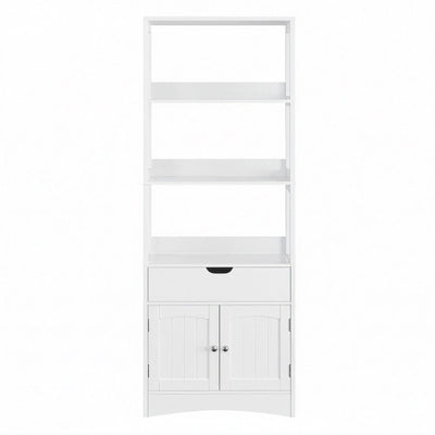 Tall white bathroom storage cabinet by Vasagle, main product view