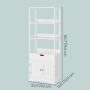 Tall white bathroom storage cabinet by Vasagle, drawer detail view