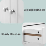 Tall white bathroom storage cabinet by Vasagle, dimensions diagram