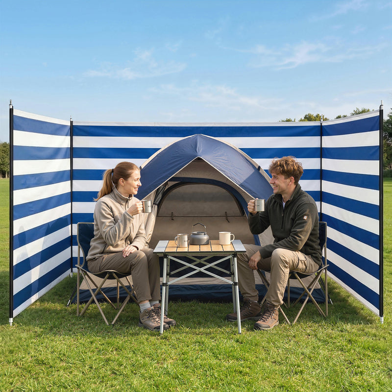 Windbreak Shelter for Camping and Beach with Easy Setup and Carry Bag Dark Blue White