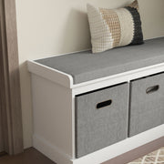 Three Drawer Shoe Storage Bench With Padded Seat Ideal For Hallway or Entryway, White