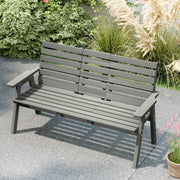 Grey Convertible 2 to 3 Seater Garden Bench Fir Wood Outdoor Seating by Outsunny