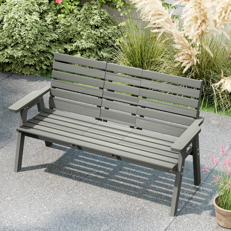 Grey Convertible 2 to 3 Seater Garden Bench Fir Wood Outdoor Seating by Outsunny