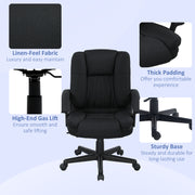 Linen Look Ergonomic Office Chair With Padded Seat For Home Or Work Use Black